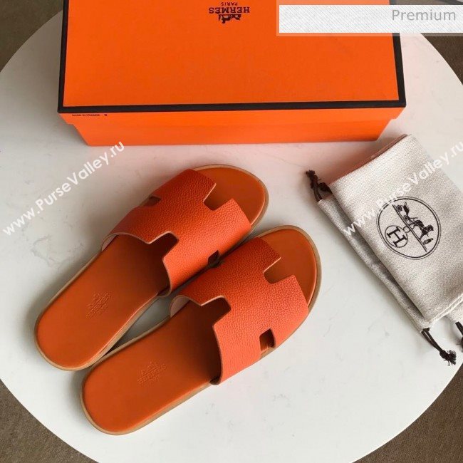 Hermes Izmir Sandal For Men in Togo Calfskin Orange 2020 (Handmade) (MD-20062271)