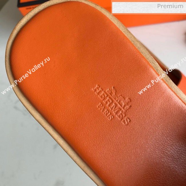 Hermes Izmir Sandal For Men in Togo Calfskin Orange 2020 (Handmade) (MD-20062271)