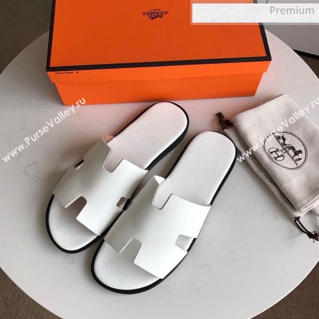 Hermes Izmir Sandal For Men in White Calfskin 2020 (Handmade) (MD-20062278)