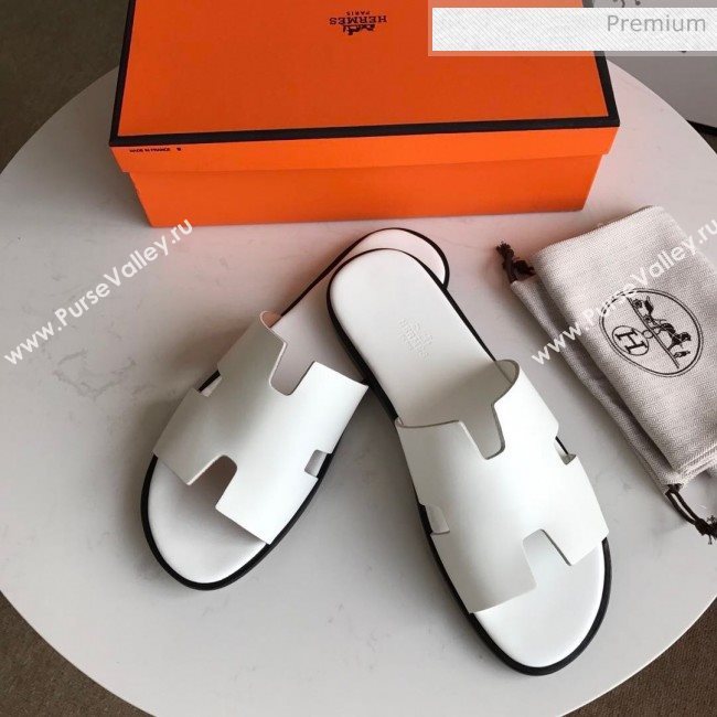 Hermes Izmir Sandal For Men in White Calfskin 2020 (Handmade) (MD-20062278)