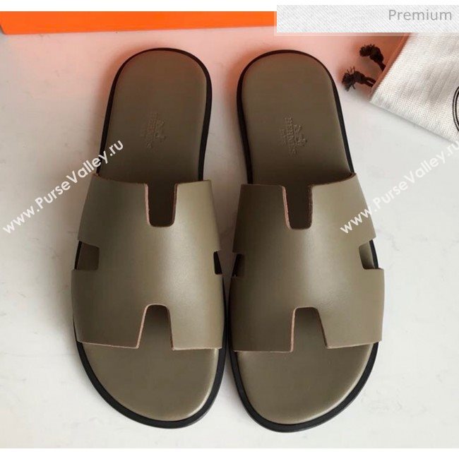 Hermes Izmir Sandal For Men in Grey Calfskin 2020 (Handmade) (MD-20062277)