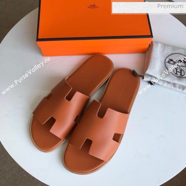 Hermes Izmir Sandal For Men in Calfskin Orange 2020 (Handmade) (MD-20062280)