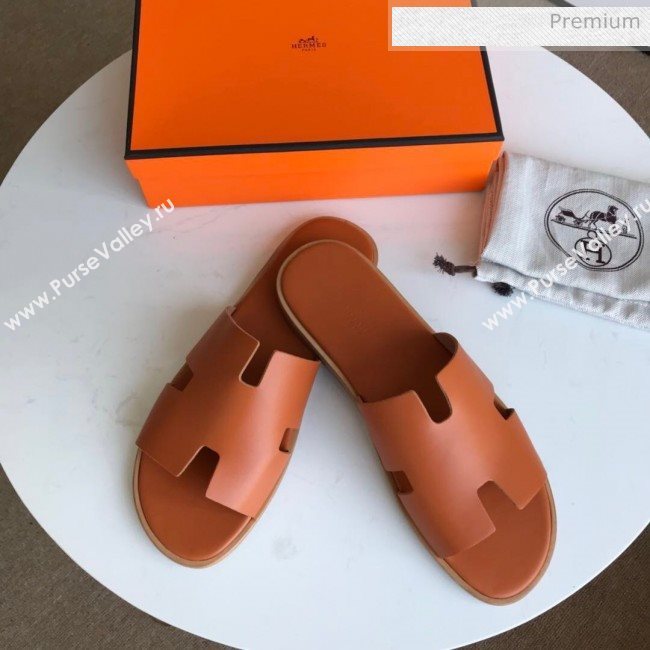 Hermes Izmir Sandal For Men in Calfskin Orange 2020 (Handmade) (MD-20062280)