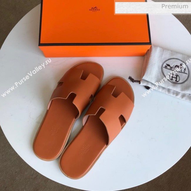 Hermes Izmir Sandal For Men in Calfskin Orange 2020 (Handmade) (MD-20062280)