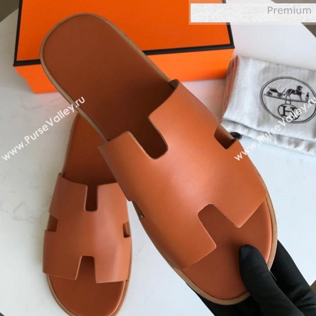 Hermes Izmir Sandal For Men in Calfskin Orange 2020 (Handmade) (MD-20062280)