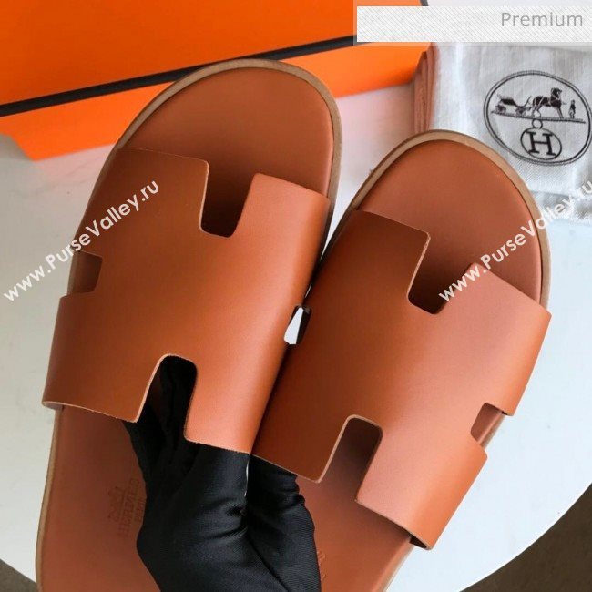 Hermes Izmir Sandal For Men in Calfskin Orange 2020 (Handmade) (MD-20062280)