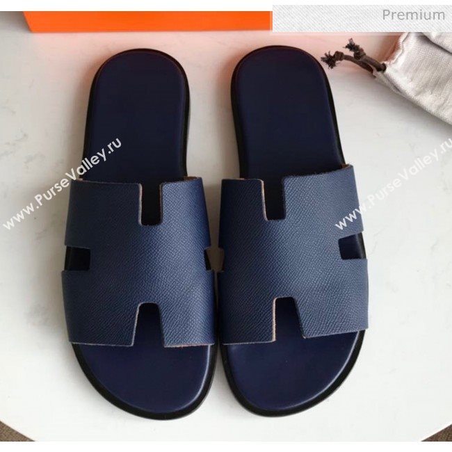 Hermes Izmir Sandal For Men in Epsom Calfskin Deep Blue 2020 (Handmade) (MD-20062281)