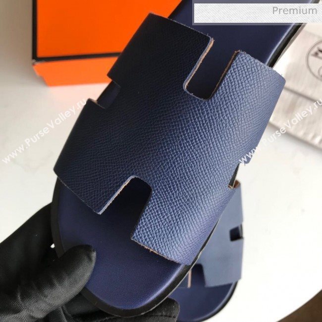 Hermes Izmir Sandal For Men in Epsom Calfskin Deep Blue 2020 (Handmade) (MD-20062281)