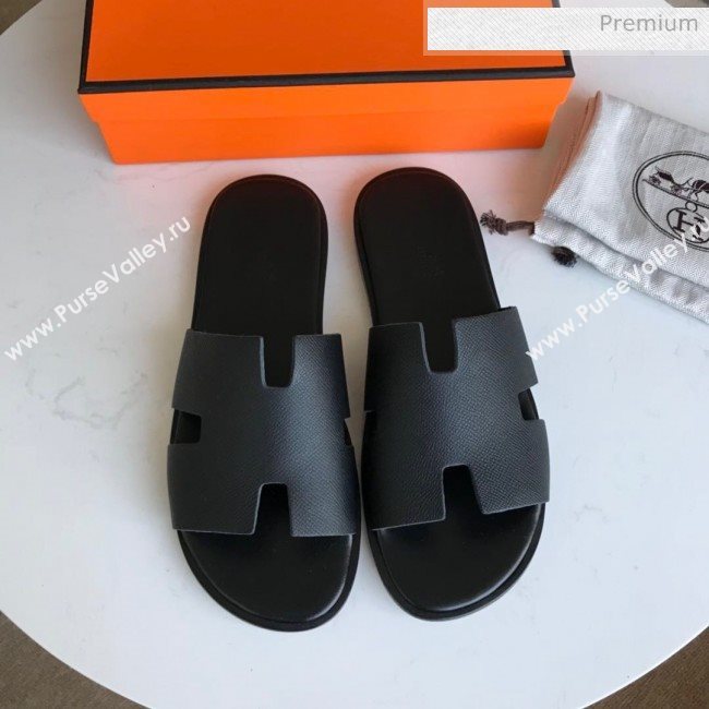 Hermes Izmir Sandal For Men in Epsom Calfskin Black 2020 (Handmade) (MD-20062283)