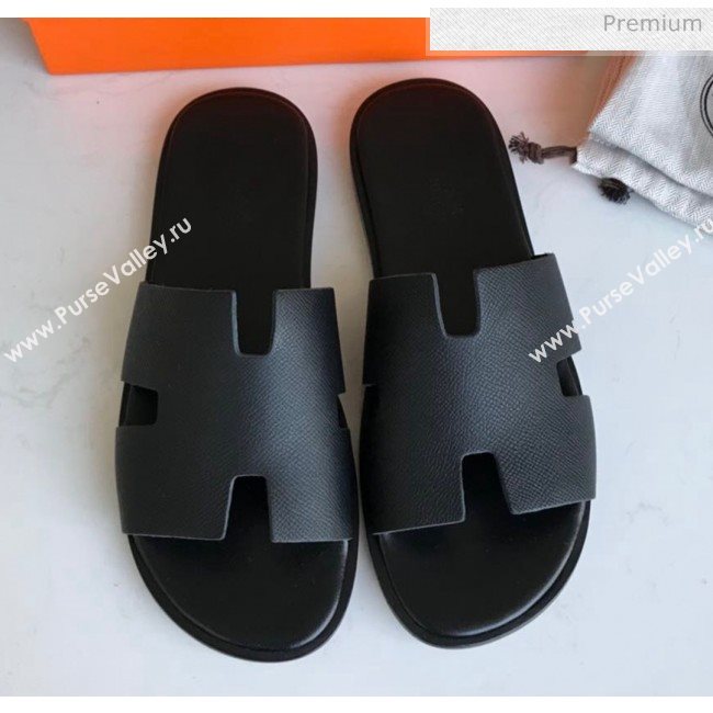 Hermes Izmir Sandal For Men in Epsom Calfskin Black 2020 (Handmade) (MD-20062283)