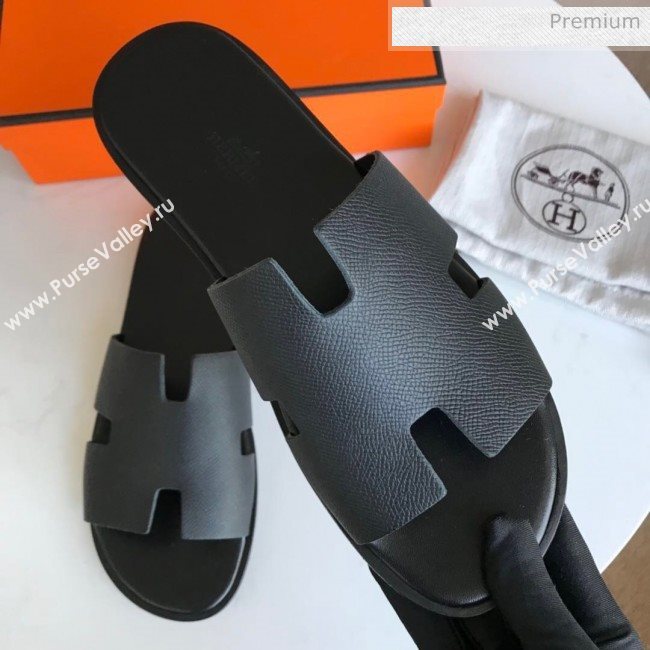 Hermes Izmir Sandal For Men in Epsom Calfskin Black 2020 (Handmade) (MD-20062283)