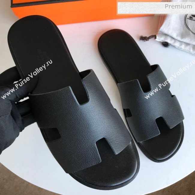 Hermes Izmir Sandal For Men in Epsom Calfskin Black 2020 (Handmade) (MD-20062283)