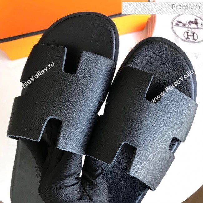 Hermes Izmir Sandal For Men in Epsom Calfskin Black 2020 (Handmade) (MD-20062283)