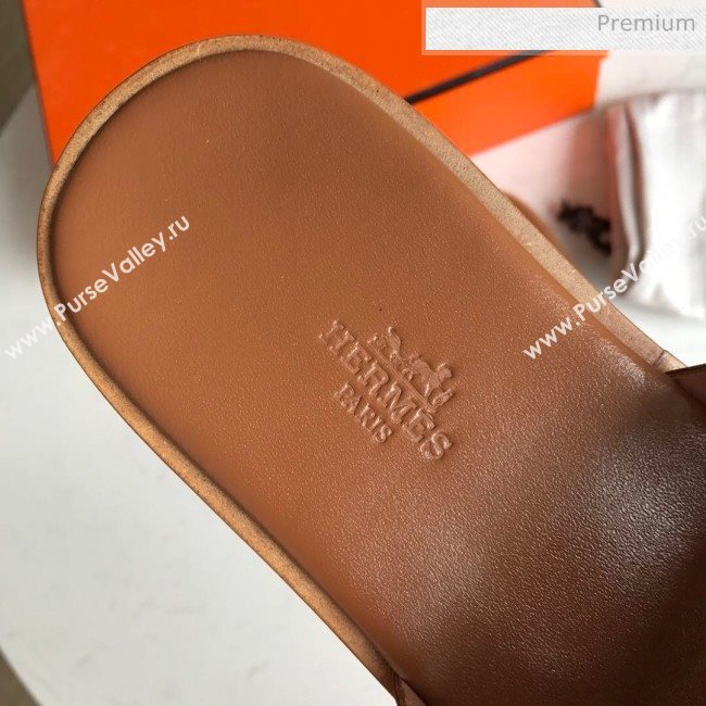 Hermes Izmir Sandal For Men in Epsom Calfskin Brown 2020 (Handmade) (MD-20062286)