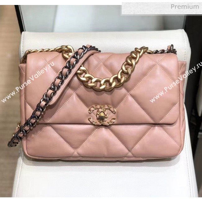 Chanel Lambskin Large Chanel 19 Flap Bag AS1161 Pink 2020 Top Quality (SMJD-20062361)