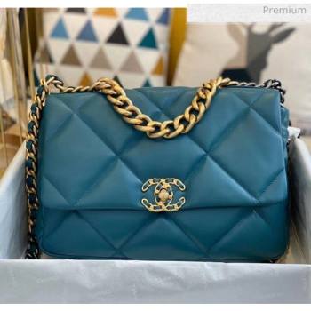 Chanel Lambskin Large Chanel 19 Flap Bag AS1161 Peacock Blue 2020 Top Quality (SMJD-20062362)