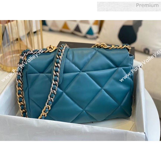 Chanel Lambskin Large Chanel 19 Flap Bag AS1161 Peacock Blue 2020 Top Quality (SMJD-20062362)