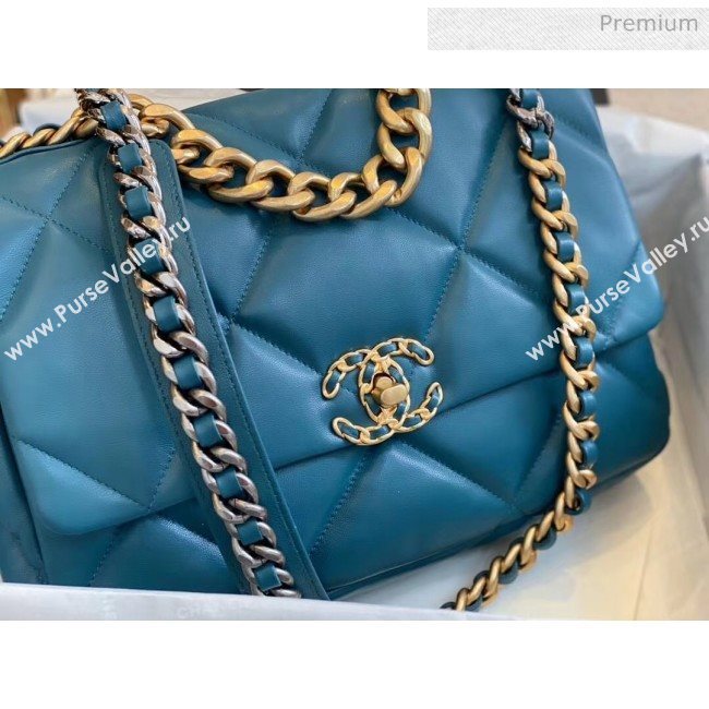 Chanel Lambskin Large Chanel 19 Flap Bag AS1161 Peacock Blue 2020 Top Quality (SMJD-20062362)