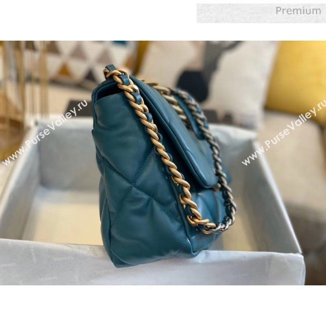 Chanel Lambskin Large Chanel 19 Flap Bag AS1161 Peacock Blue 2020 Top Quality (SMJD-20062362)