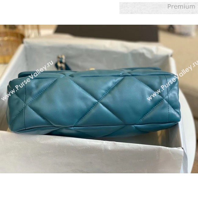 Chanel Lambskin Large Chanel 19 Flap Bag AS1161 Peacock Blue 2020 Top Quality (SMJD-20062362)