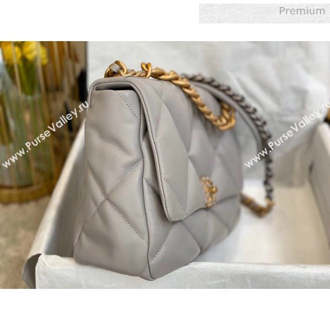 Chanel Lambskin Large Chanel 19 Flap Bag AS1161 Grey 2020 Top Quality (SMJD-20062364)