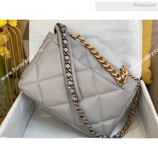 Chanel Lambskin Large Chanel 19 Flap Bag AS1161 Grey 2020 Top Quality (SMJD-20062364)