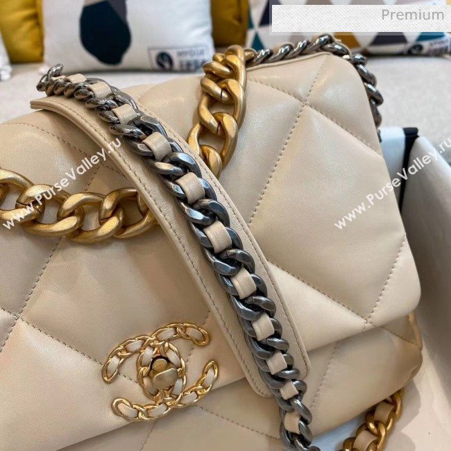 Chanel Lambskin Large Chanel 19 Flap Bag AS1161 Beige 2020 Top Quality (SMJD-20062363)