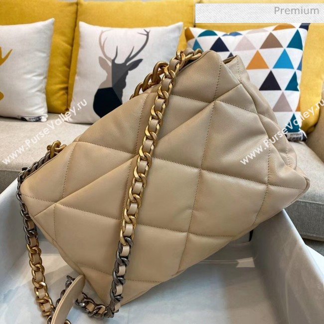 Chanel Lambskin Large Chanel 19 Flap Bag AS1161 Beige 2020 Top Quality (SMJD-20062363)