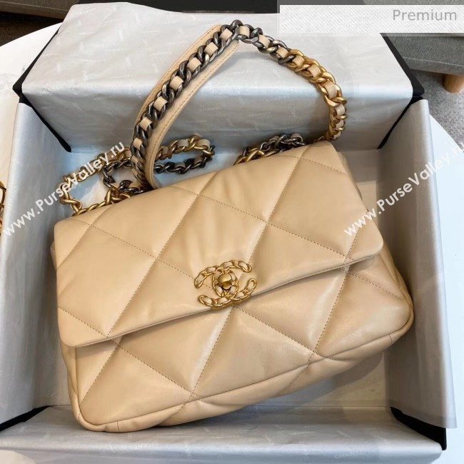 Chanel Lambskin Large Chanel 19 Flap Bag AS1161 Beige 2020 Top Quality (SMJD-20062363)