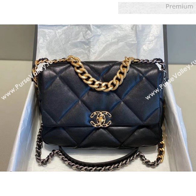 Chanel Lambskin Large Chanel 19 Flap Bag AS1161 Black 2020 Top Quality (SMJD-20062365)