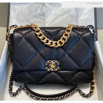 Chanel Lambskin Large Chanel 19 Flap Bag AS1161 Black 2020 Top Quality (SMJD-20062365)