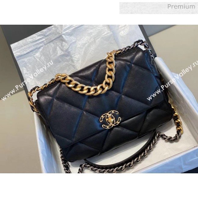 Chanel Lambskin Large Chanel 19 Flap Bag AS1161 Black 2020 Top Quality (SMJD-20062365)