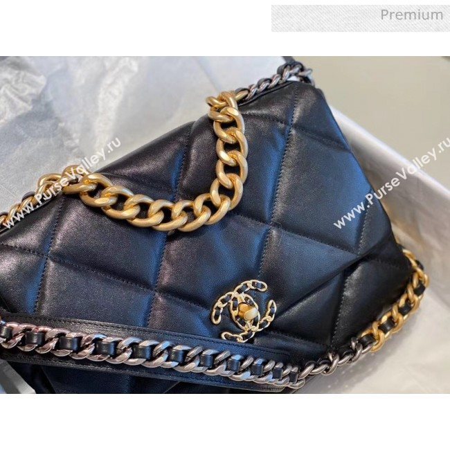 Chanel Lambskin Large Chanel 19 Flap Bag AS1161 Black 2020 Top Quality (SMJD-20062365)
