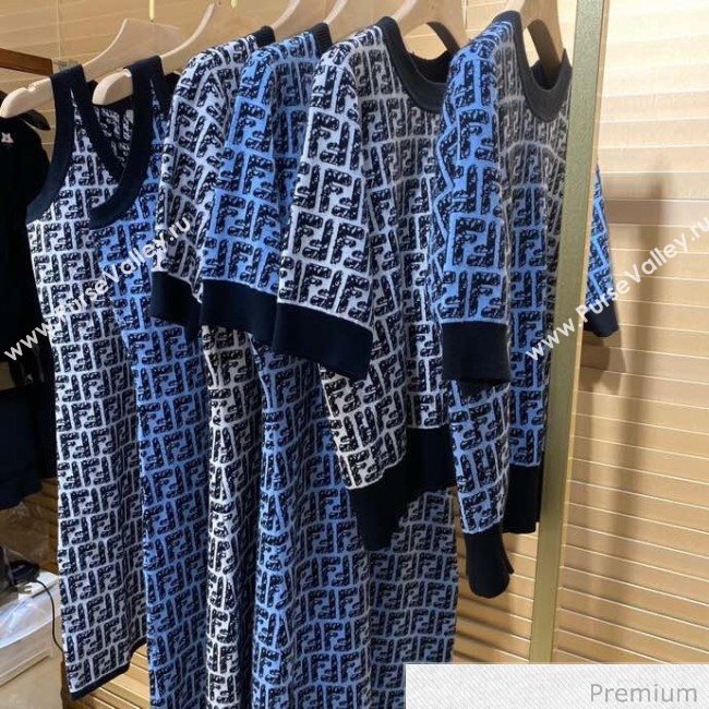 Fendi Roma Joshua Vides Viscose Dress Blue F7038 2020 (Q-20070368)