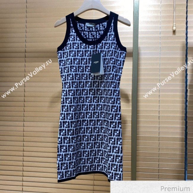 Fendi Roma Joshua Vides Viscose Dress Blue F7038 2020 (Q-20070368)