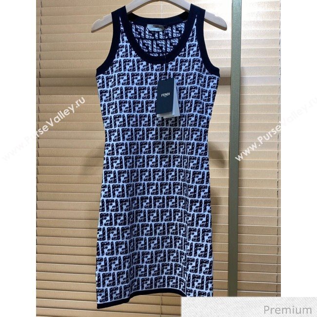 Fendi Roma Joshua Vides Viscose Dress Blue F7038 2020 (Q-20070368)