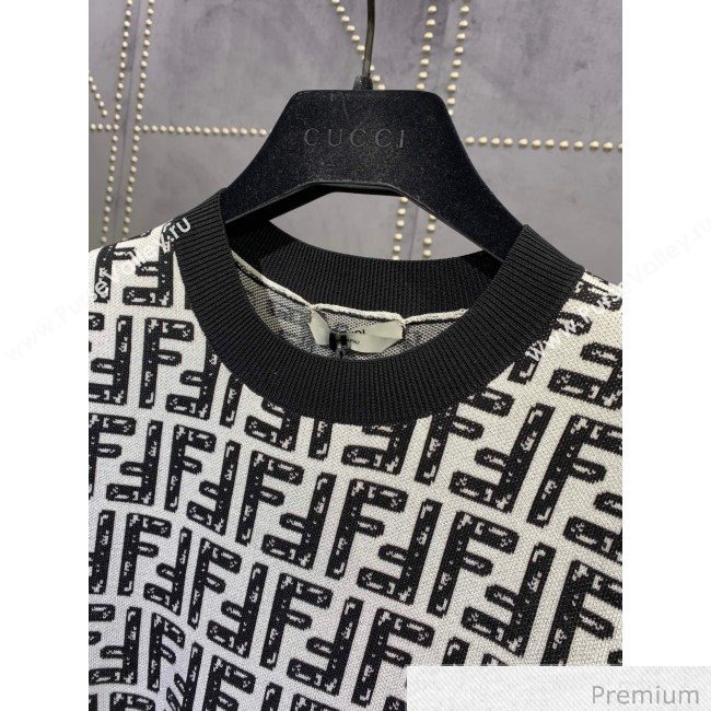 Fendi Roma Joshua Vides Viscose Kniited T-shirt Black F7039 2020 (Q-20070369)