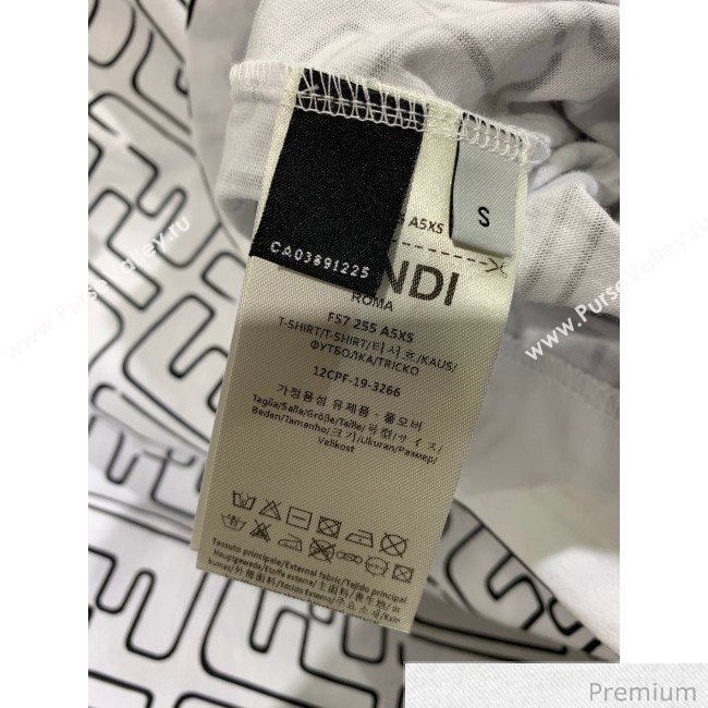 Fendi Roma Joshua Vides Viscose Cotton T-shirt White F70310 2020 (Q-20070370)