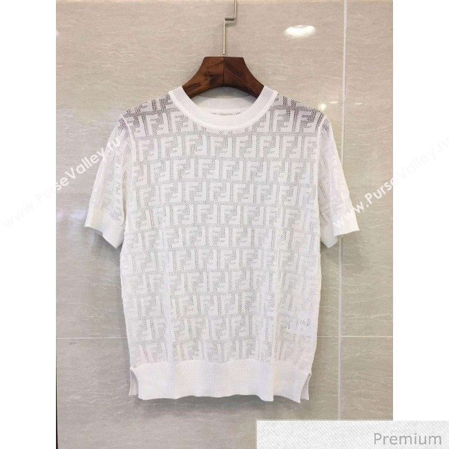 Fendi Knitted T-shirt White F70314 2020 (Q-20070374)