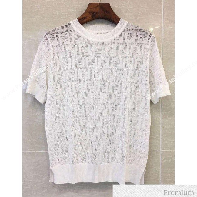 Fendi Knitted T-shirt White F70314 2020 (Q-20070374)