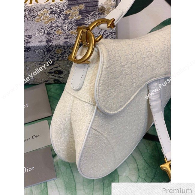 Dior Medium Saddle Bag in Oblique Canvas Bag White 2020 (XXG-20062305)