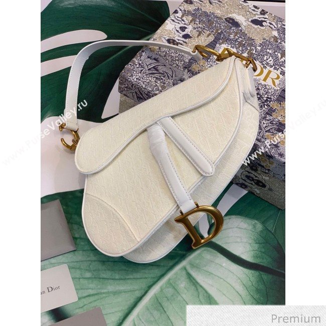 Dior Medium Saddle Bag in Oblique Canvas Bag White 2020 (XXG-20062305)