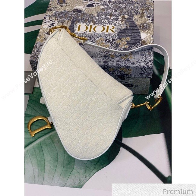 Dior Medium Saddle Bag in Oblique Canvas Bag White 2020 (XXG-20062305)