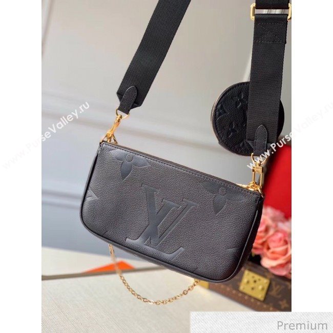 Louis Vuitton Multi Pochette Accessoires Monogram Leather Triple Shoulder Bag M44813 Black 2020 (KI-20063028)