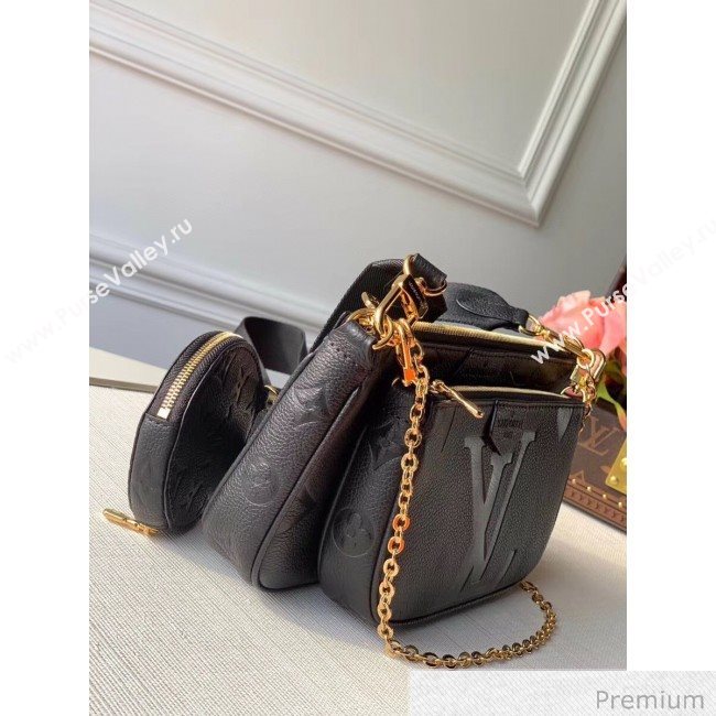 Louis Vuitton Multi Pochette Accessoires Monogram Leather Triple Shoulder Bag M44813 Black 2020 (KI-20063028)