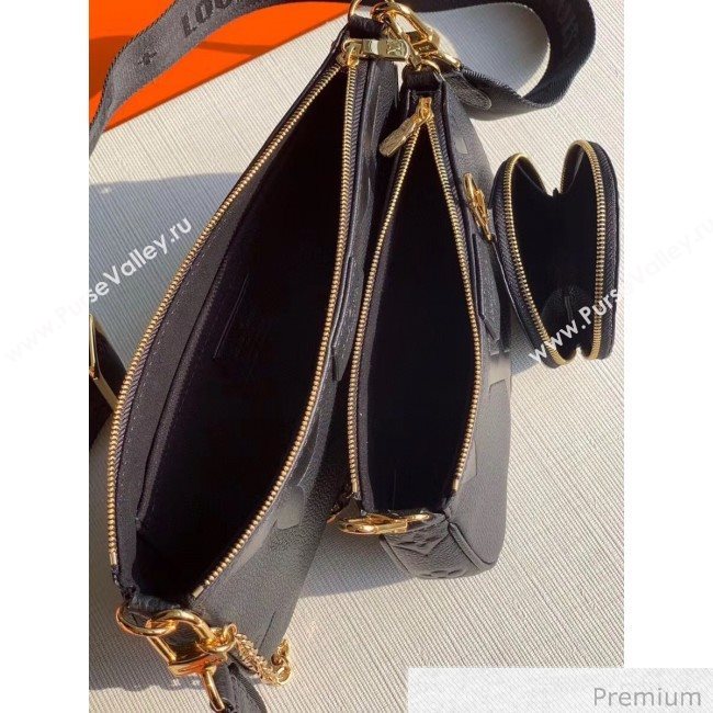 Louis Vuitton Multi Pochette Accessoires Monogram Leather Triple Shoulder Bag M44813 Black 2020 (KI-20063028)
