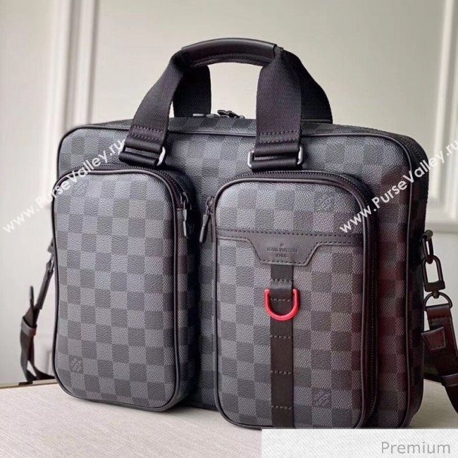 Louis Vuitton Mens Utility Business Messenger Top handle Bag N40278 Damier Graphite Canvas 2020 (KI-20063031)