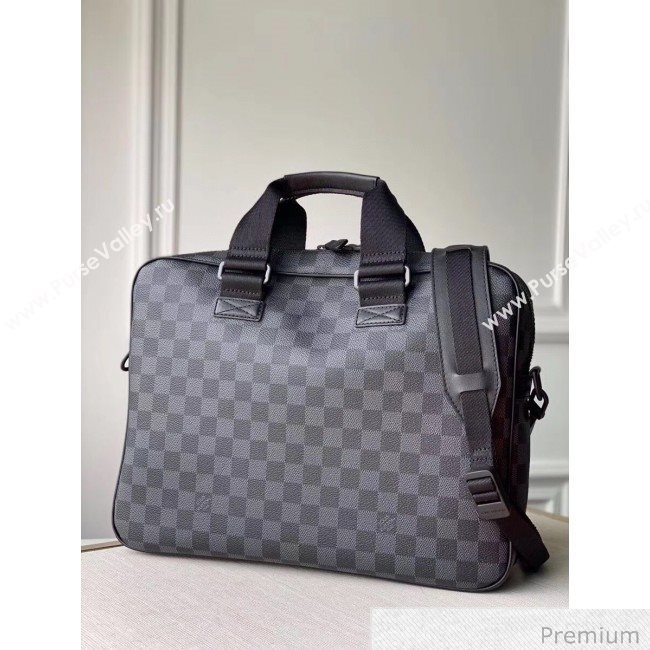 Louis Vuitton Mens Utility Business Messenger Top handle Bag N40278 Damier Graphite Canvas 2020 (KI-20063031)