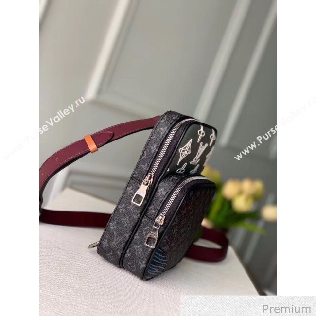 Louis Vuitton Mens Monogram Flower and Stripes Camera Crossbody Bag M68686 Monogram Eclipse Canvas 2020 (KI-20063042)