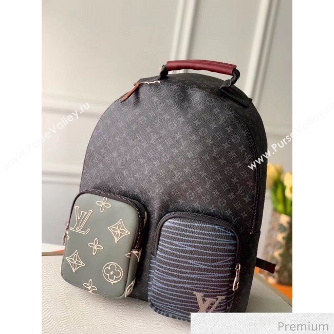 Louis Vuitton Mens Monogram Flower and Stripes Backpack M56851 Monogram Eclipse Canvas 2020 (KI-20063038)